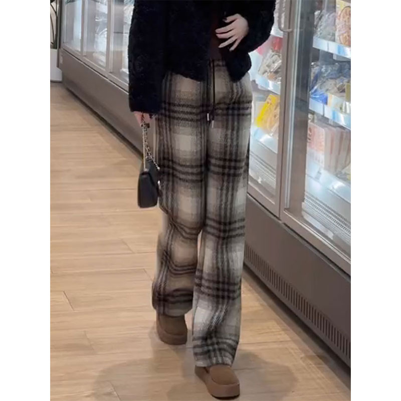 チェックパンツ お出かけタータンチェックワイドパンツ