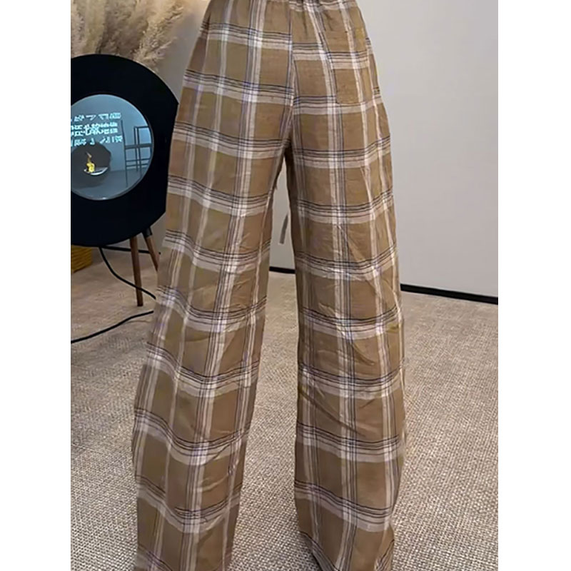 チェックパンツ ゆったりタータンチェックワイドパンツ