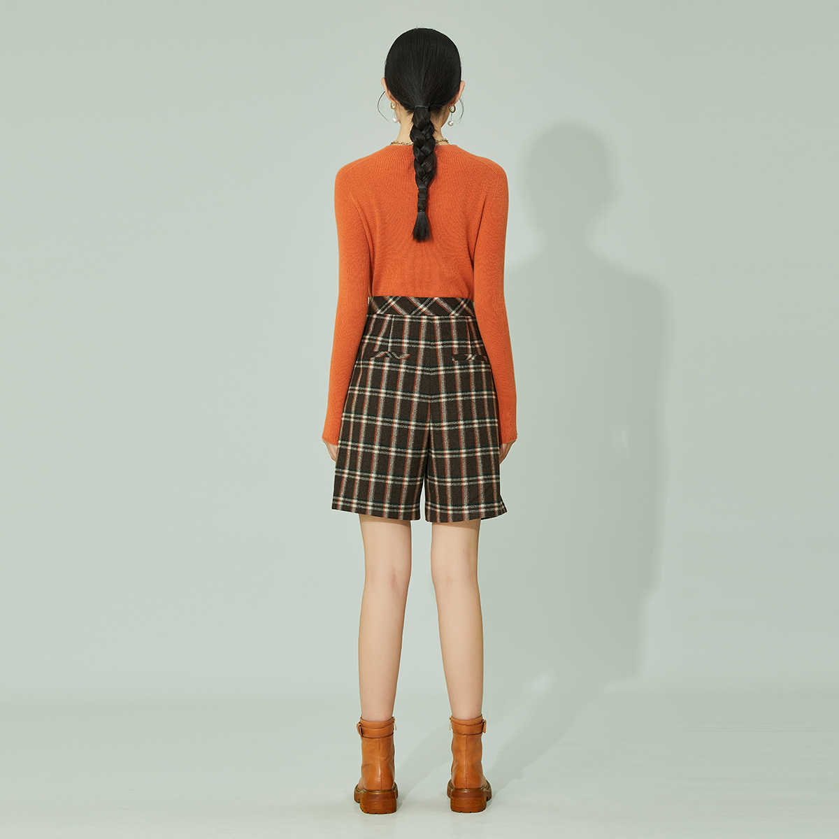 チェックパンツ ショート 秋色チェック柄ショートパンツ