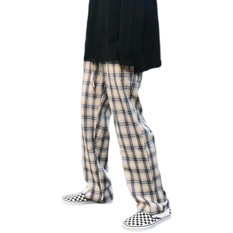 チェックパンツ チェックパンツ ゆったり格子柄ワイドパンツ