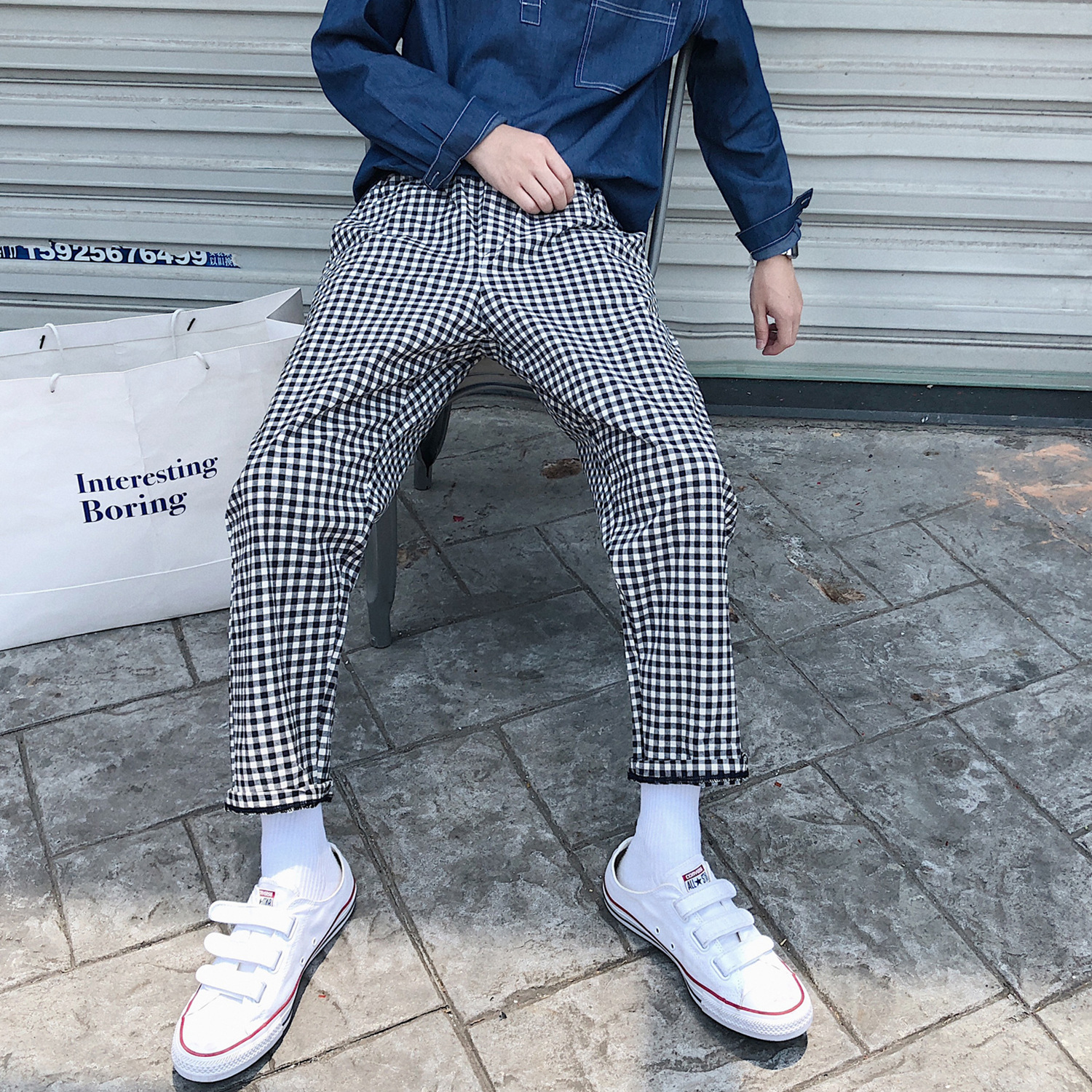 チェックパンツ ゆったりギンガムルームパンツ