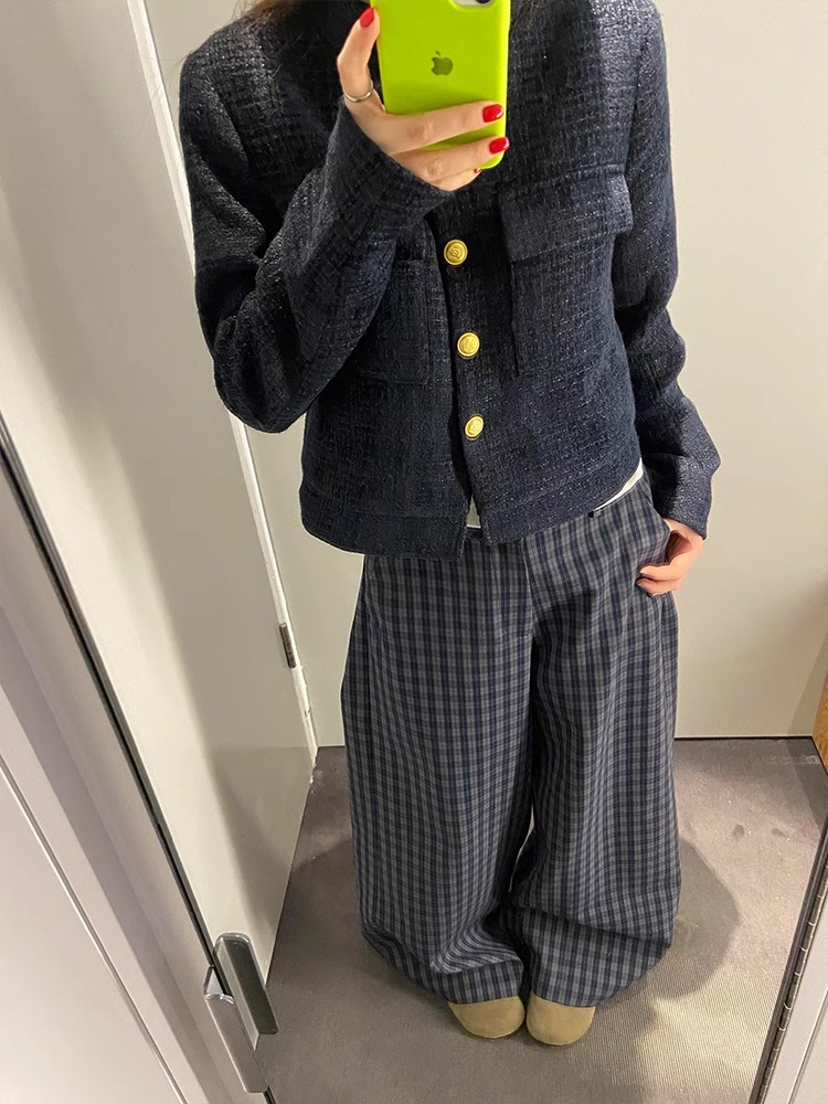 チェックパンツ　ワイドシルエット