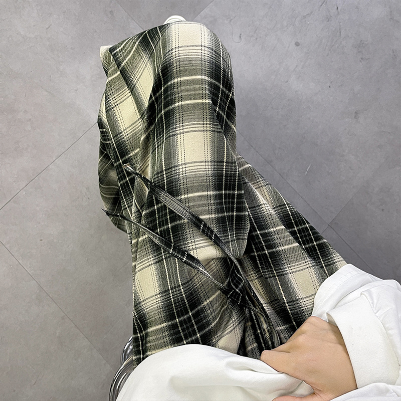 チェックパンツ ゆったりタータンチェックワイドパンツ