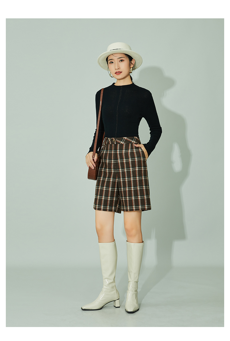 チェックパンツ ショート 秋色チェック柄ショートパンツ