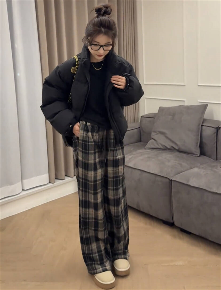 チェックパンツ クラシカルチェックワイドパンツ
