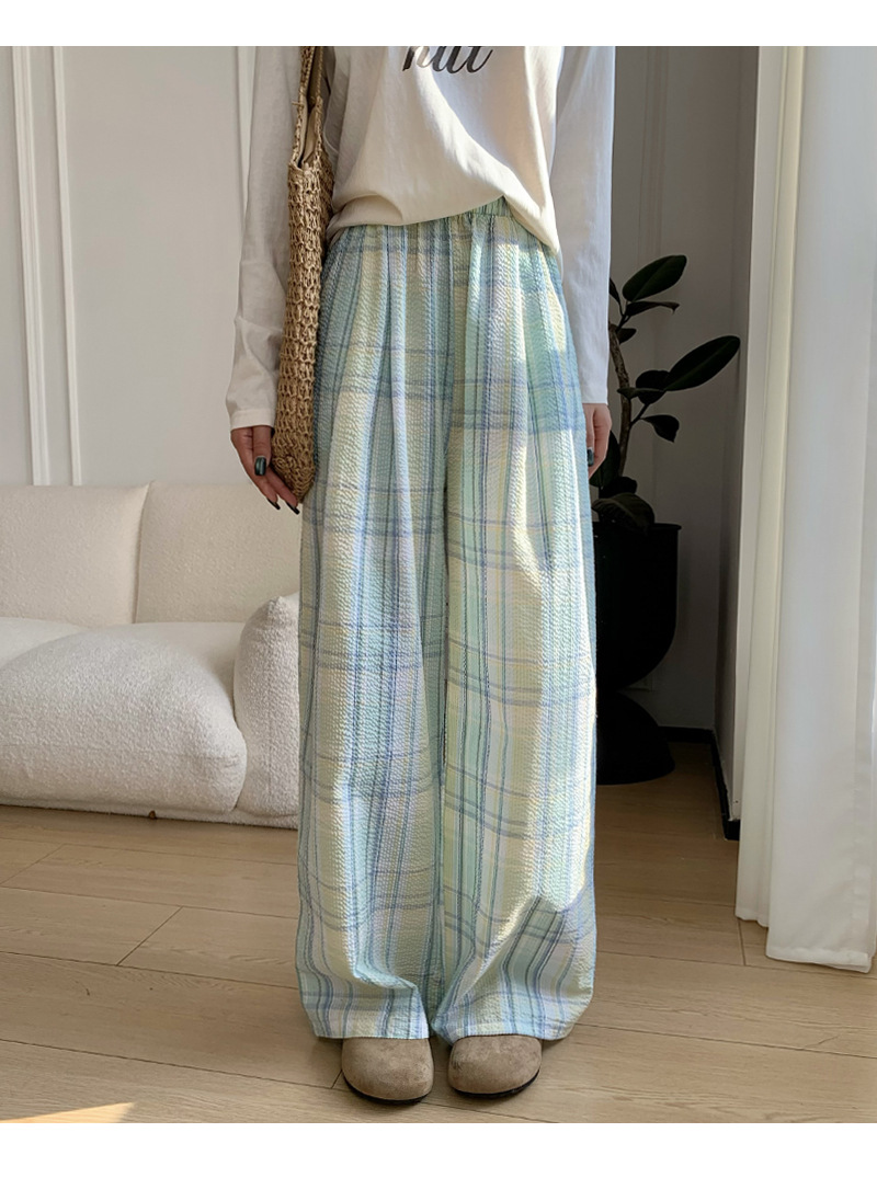 チェックパンツ 優しい風合いのワイドパンツ
