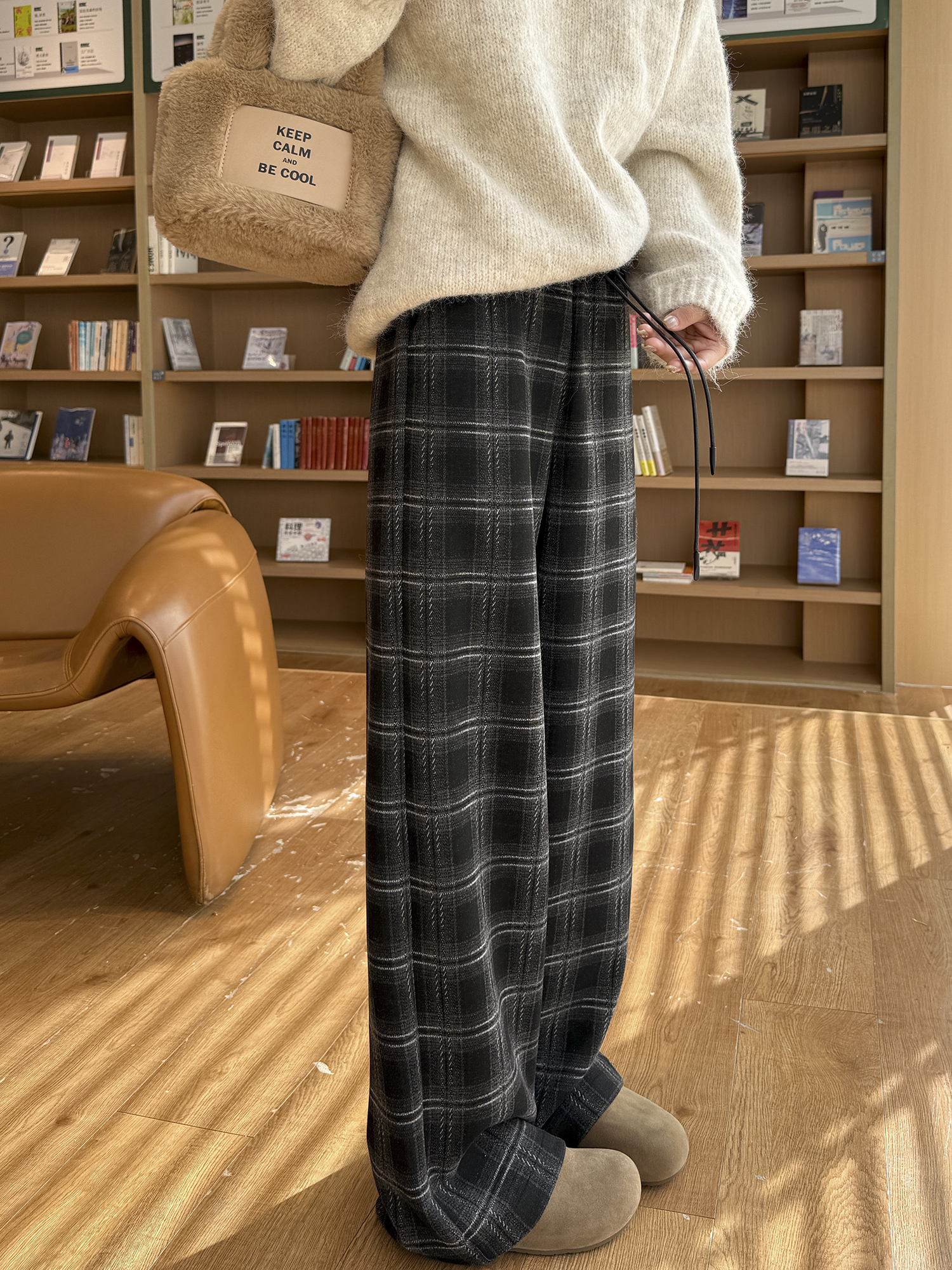 チェックパンツ ふんわりタータンチェックワイドパンツ