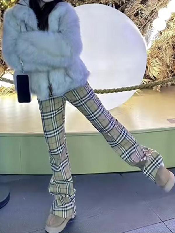 チェックパンツ チェックパンツ 伝統格子模様すっきりスキニーパンツ