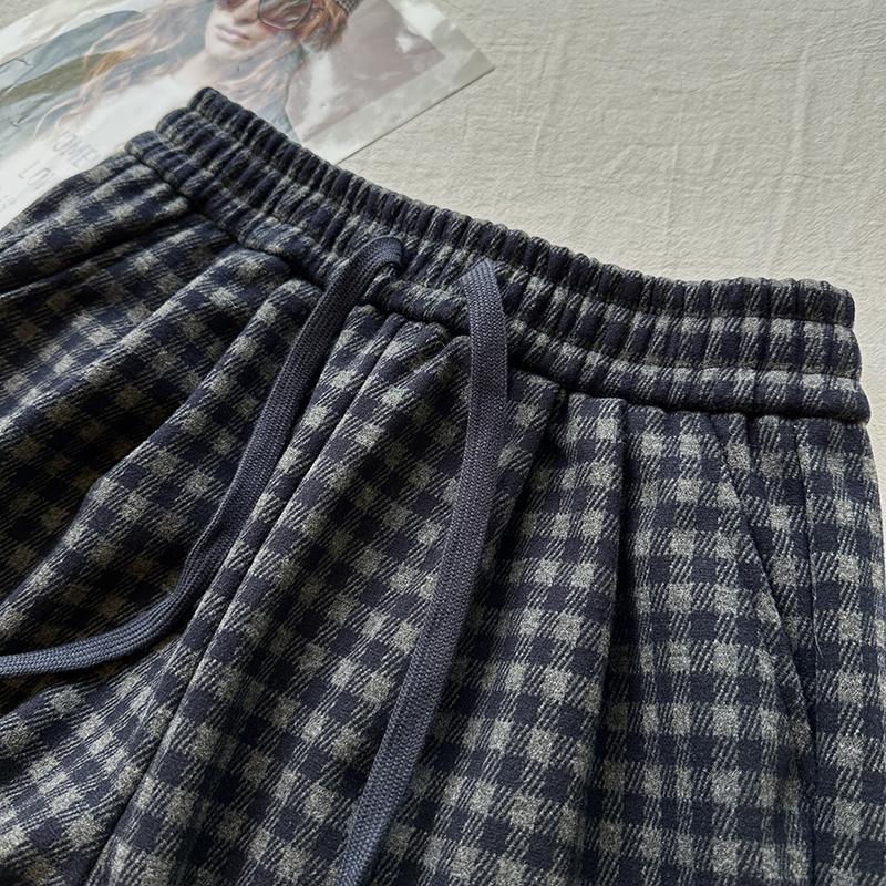 チェックパンツ レディース ハイウエスト チェック柄 裏起毛 ロングパンツ