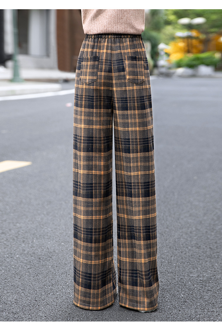 チェックパンツ リラックス感溢れる タータンチェック ワイドパンツ