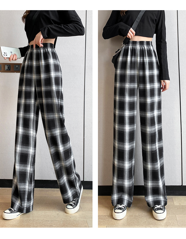 チェックパンツ ゆったりチェックワイドパンツ