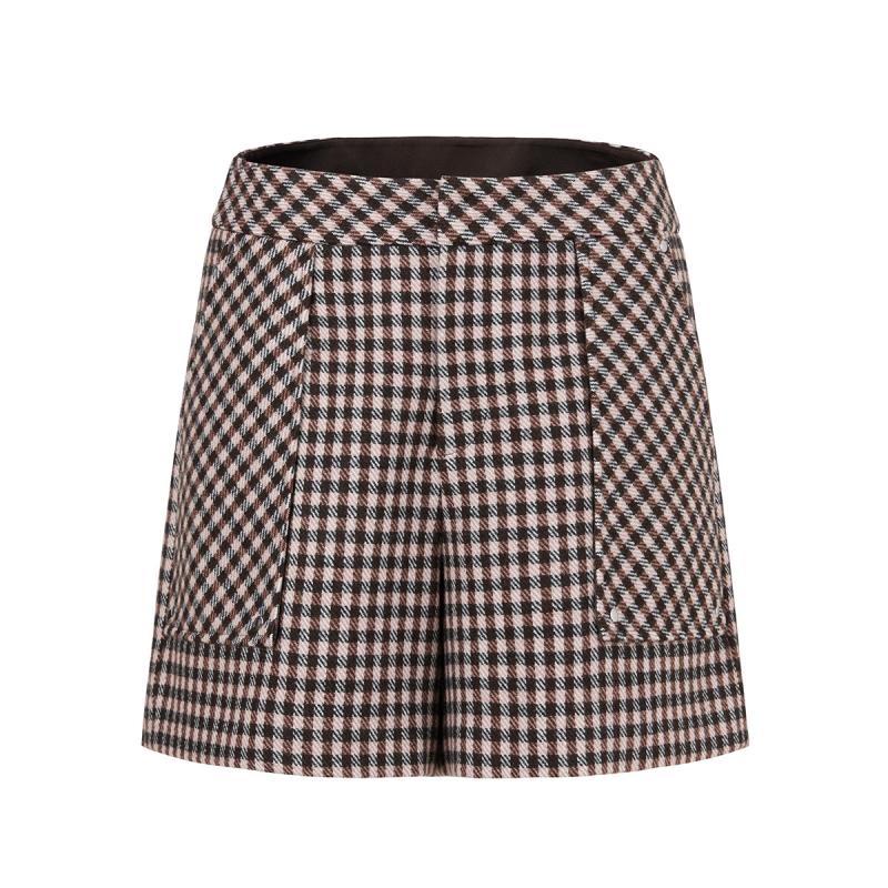 チェックパンツ 上品チェックセットアップ ショートパンツ