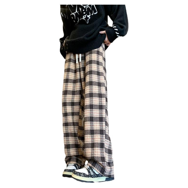 チェックパンツ ゆったりタータンチェックワイドパンツ