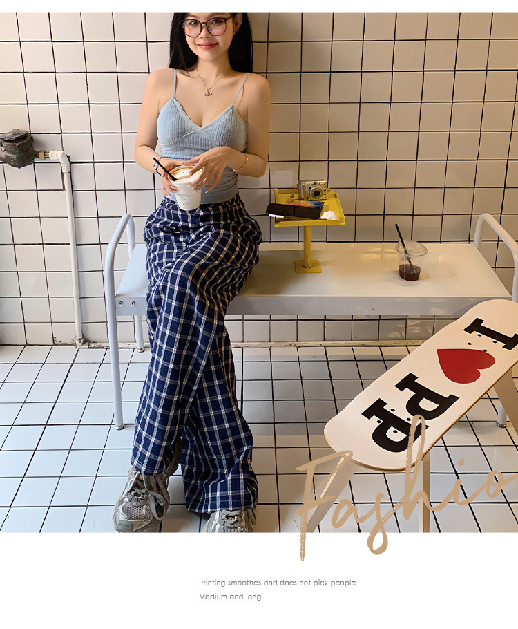 チェックパンツ こだわり前開きワイドパンツ