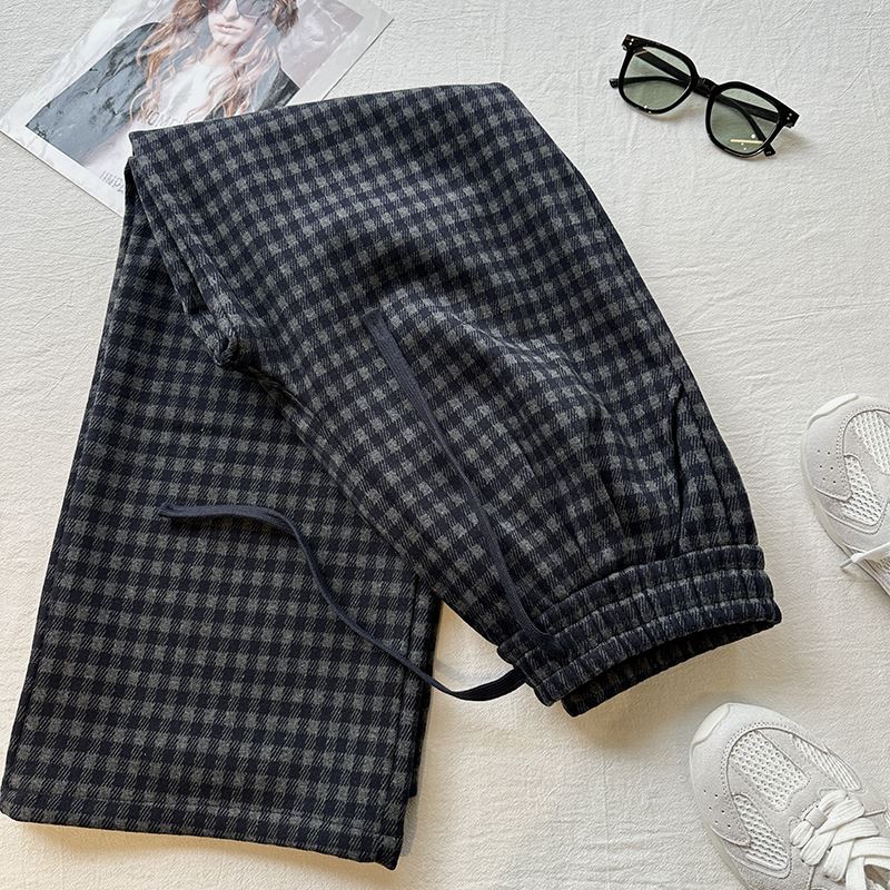 チェックパンツ レディース ハイウエスト チェック柄 裏起毛 ロングパンツ