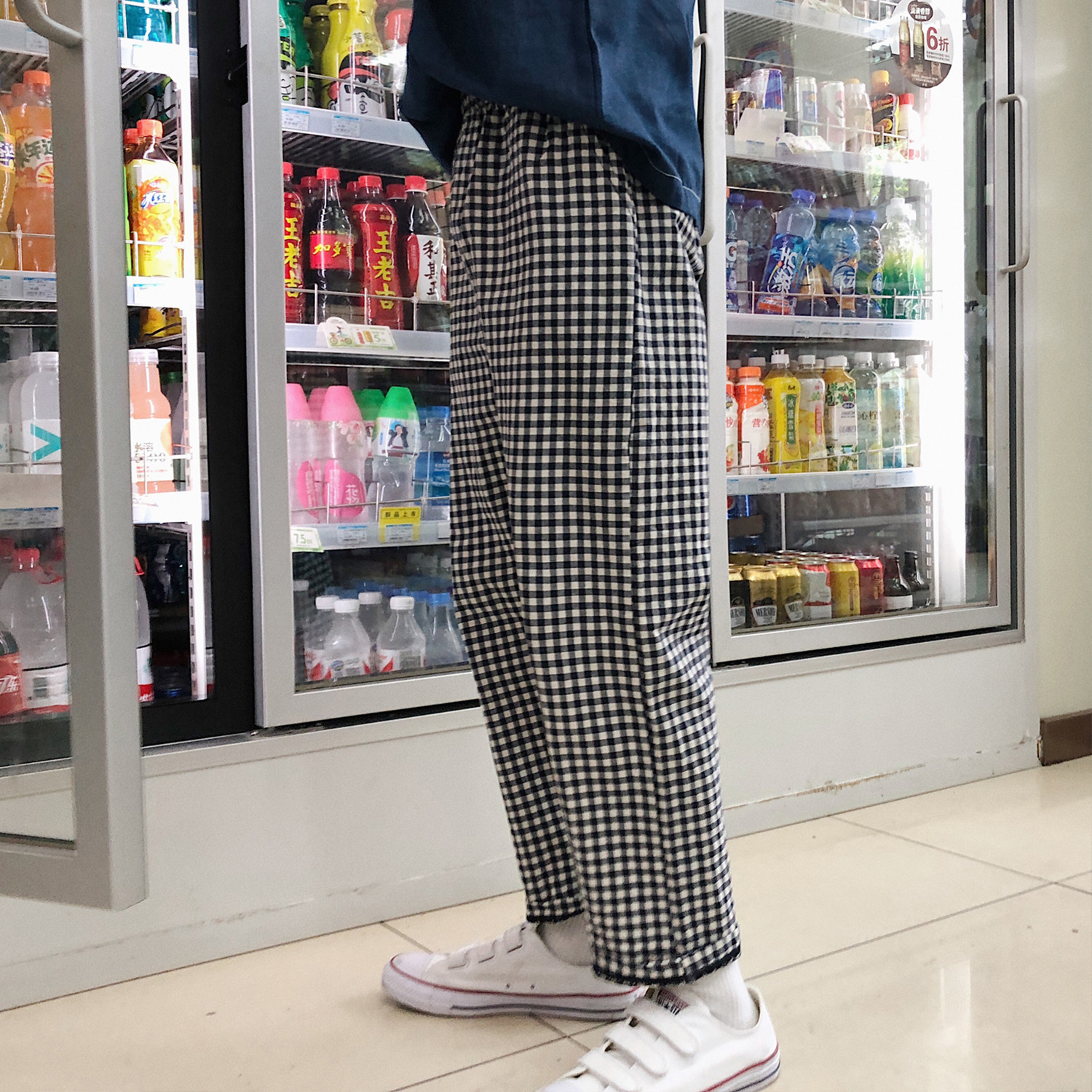 チェックパンツ ゆったりギンガムルームパンツ