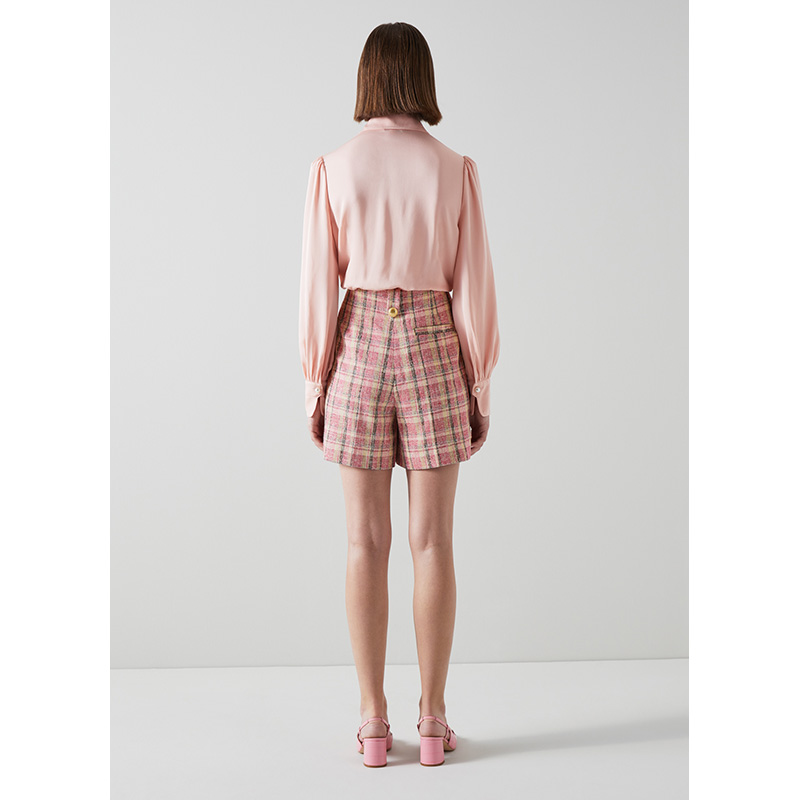 チェックパンツ ショート ツイード風チェック柄プリーツミニスカート