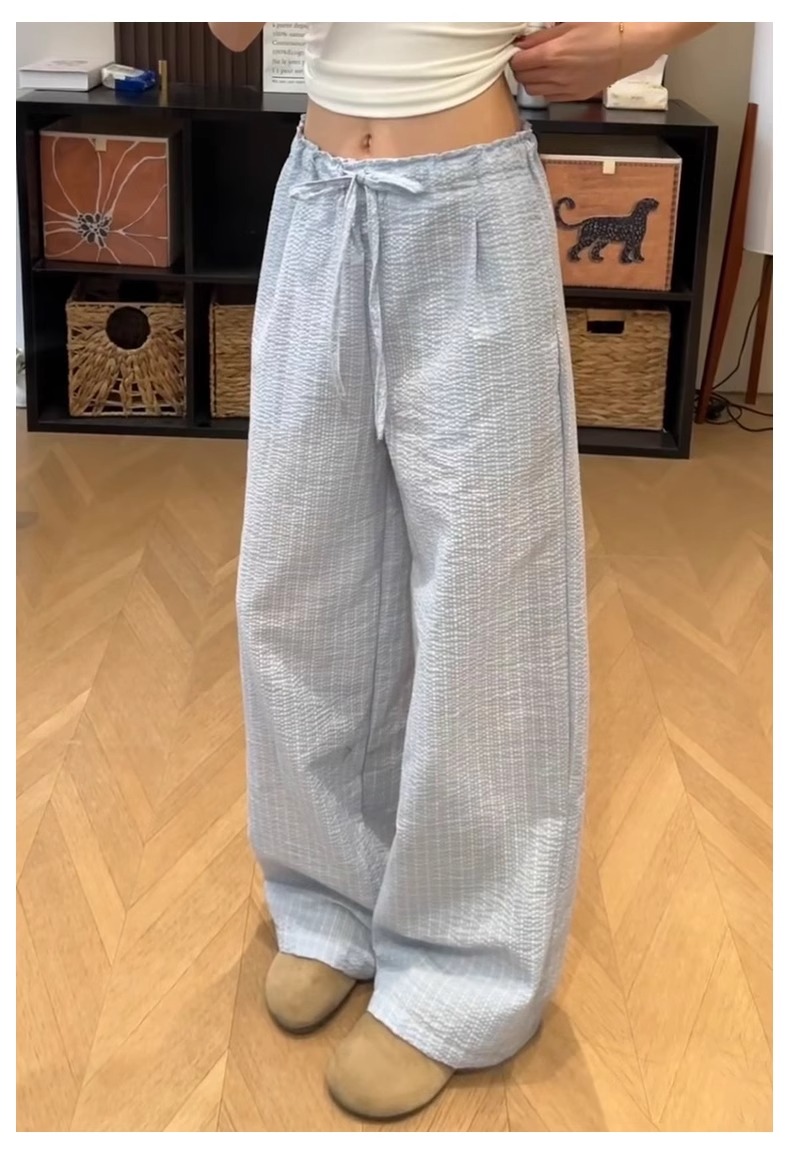 チェックパンツ 格子柄ゆったりワイドパンツ