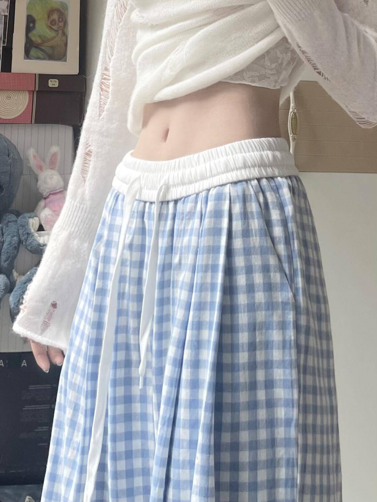 チェックパンツ ふんわり格子柄リラックスパンツ