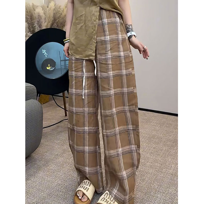 チェックパンツ ゆったりタータンチェックワイドパンツ