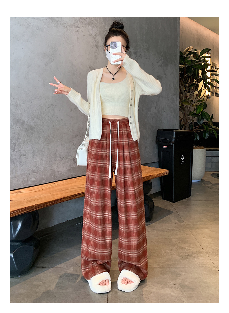 チェックパンツ ゆったりチェックワイドパンツ