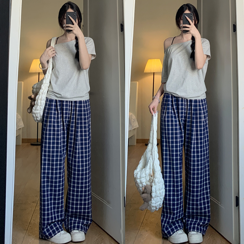 チェックパンツ　ゆったりくつろぎパンツ