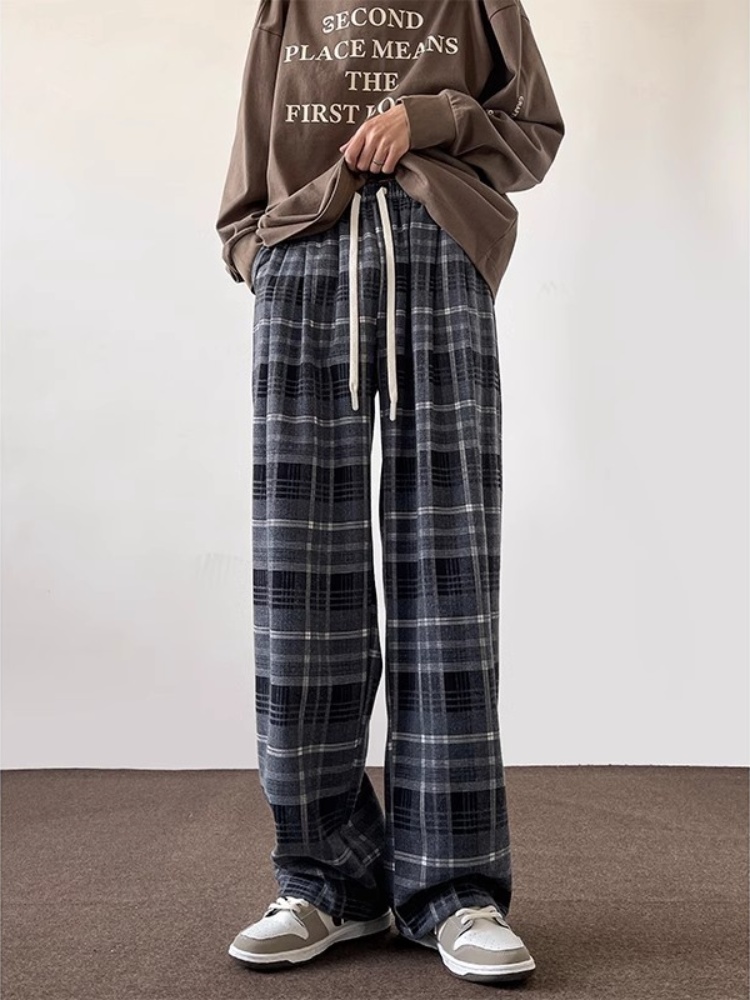 チェックパンツ クラシック格子柄ワイドパンツ