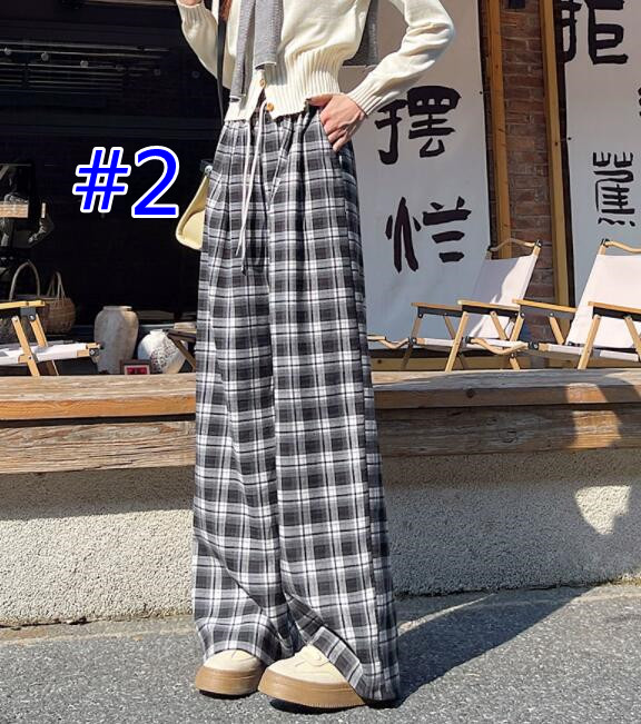 チェックパンツ チェック柄ワイドパンツ レディース ゆったりスラックス