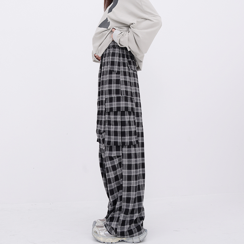 チェックパンツ ゆったりシルエット タータンチェックカーゴパンツ