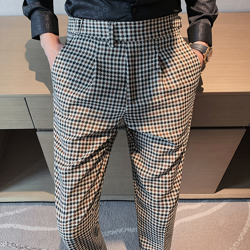 チェックパンツ クラシカル格子柄スラックス