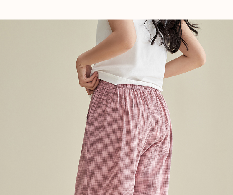 チェックパンツ ゆったり格子柄ワイドパンツ