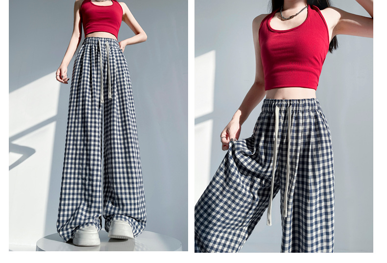 チェックパンツ 伝統格子のゆったりワイドパンツ