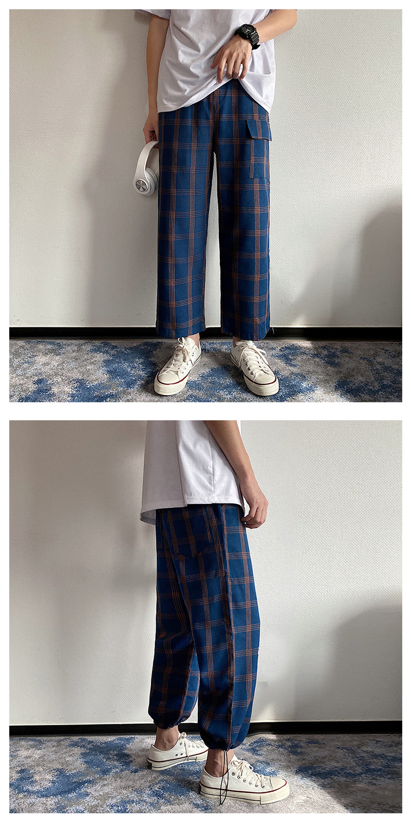 チェックパンツ チェックパンツ 伝統格子模様ジョガーパンツ