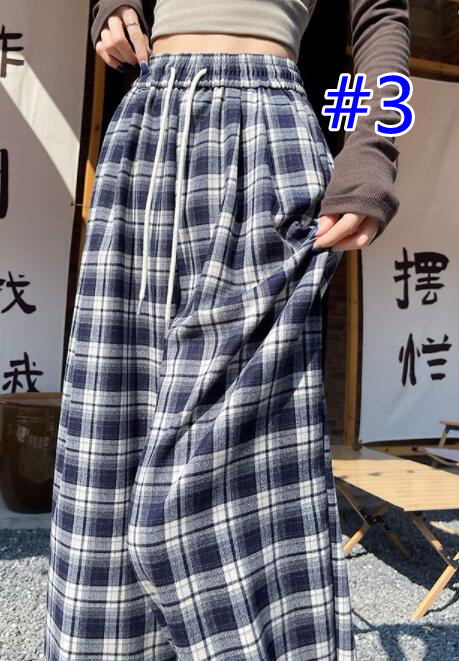 チェックパンツ チェック柄ワイドパンツ レディース ゆったりスラックス