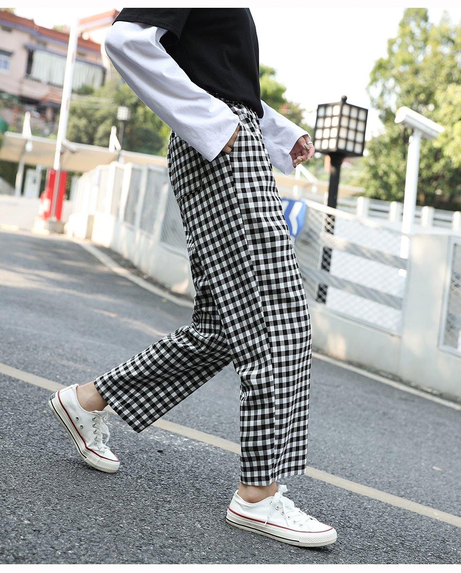 チェックパンツ ゆったり楽ちんギンガムワイドパンツ
