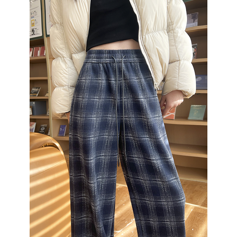 チェックパンツ 落ち着きのある大人なチェックワイドパンツ