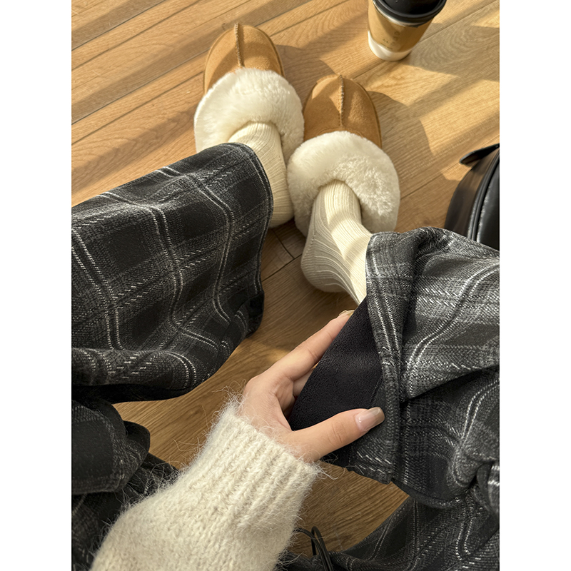 チェックパンツ ふんわりタータンチェックワイドパンツ