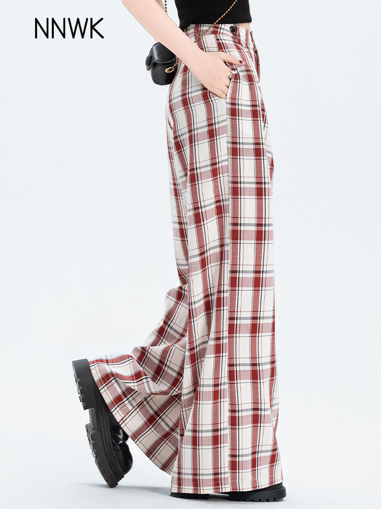 チェックパンツ クラシック格子ワイドパンツ