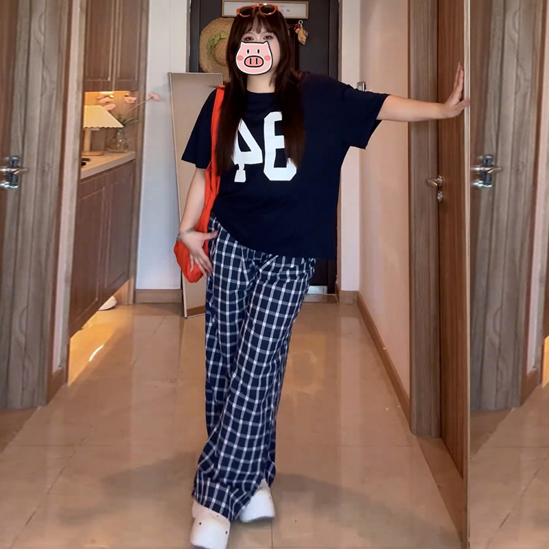 チェックパンツ ゆったりシルエットチェックワイドパンツ