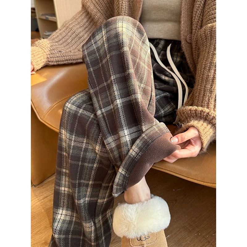 チェックパンツ のびのび快適ウエストゴム入り格子柄パンツ