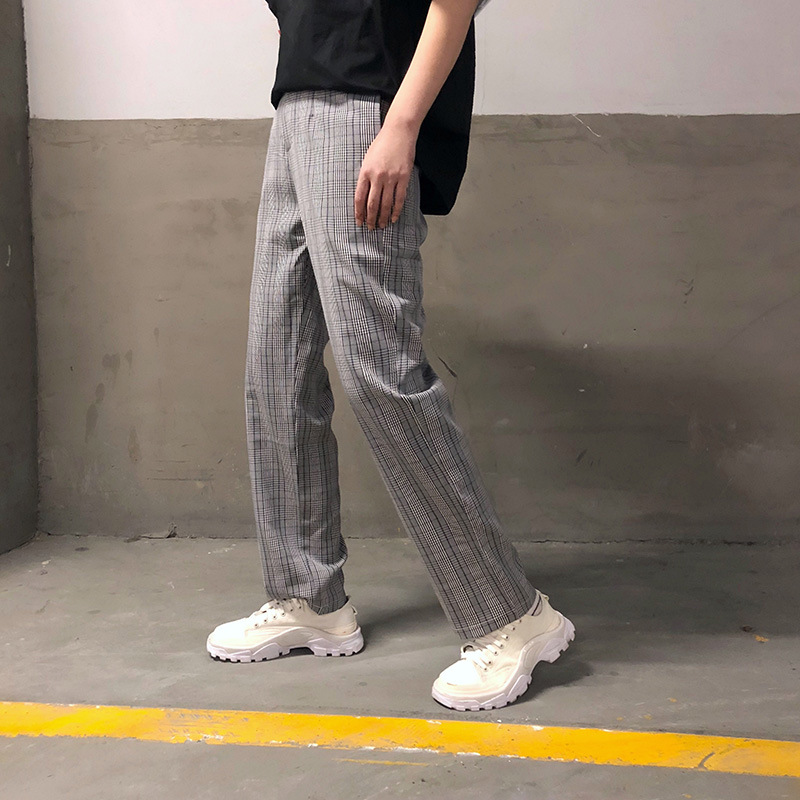 チェックパンツゆったりシルエット クラシック チェックパンツ
