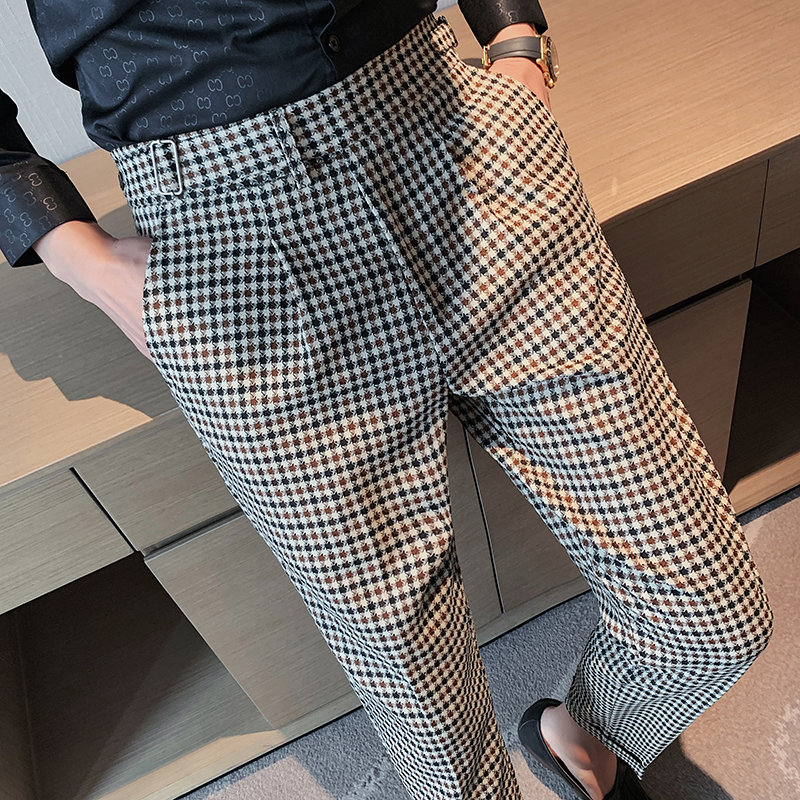 チェックパンツ クラシカル格子柄スラックス