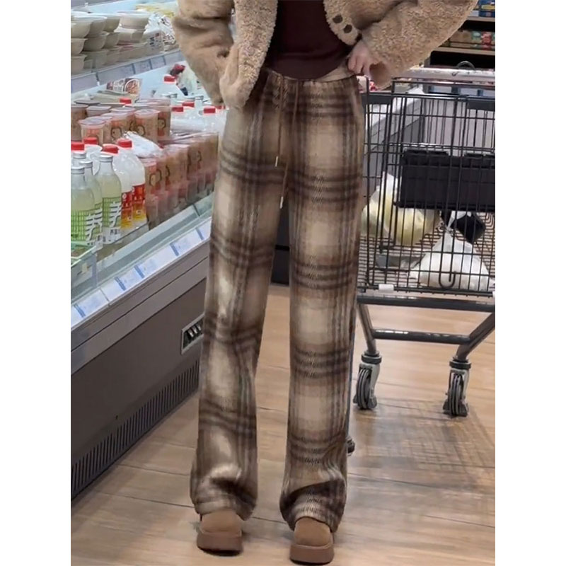 チェックパンツ お出かけタータンチェックワイドパンツ