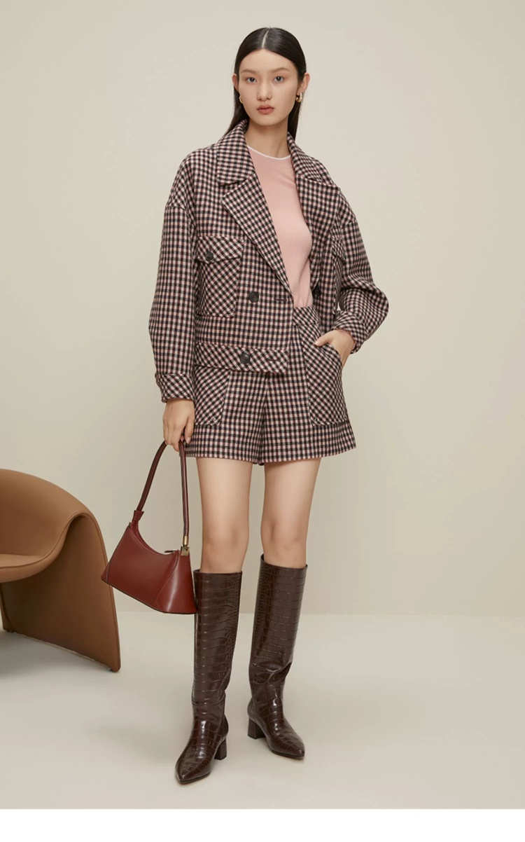 チェックパンツ 上品チェックセットアップ ショートパンツ