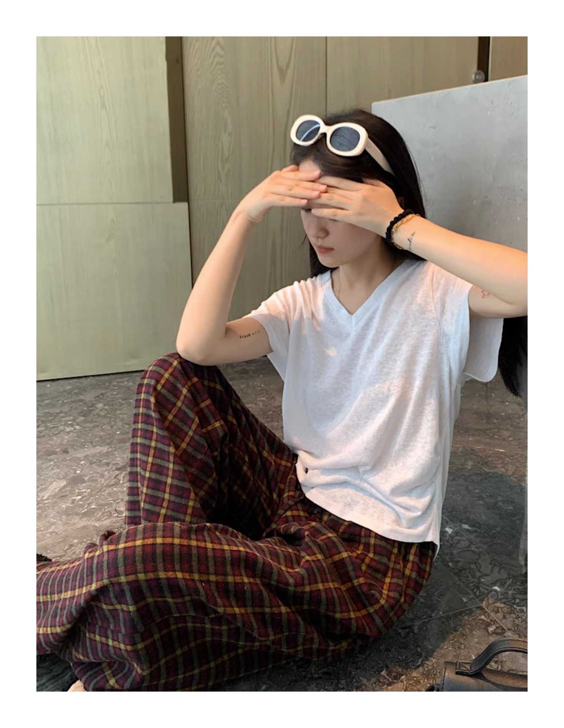 チェックパンツ ゆったりチェックワイドパンツ
