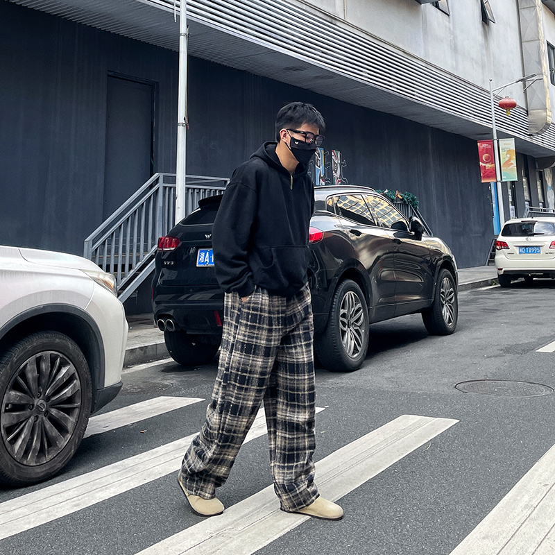 チェックパンツ ウェーブタータン ワイドパンツ