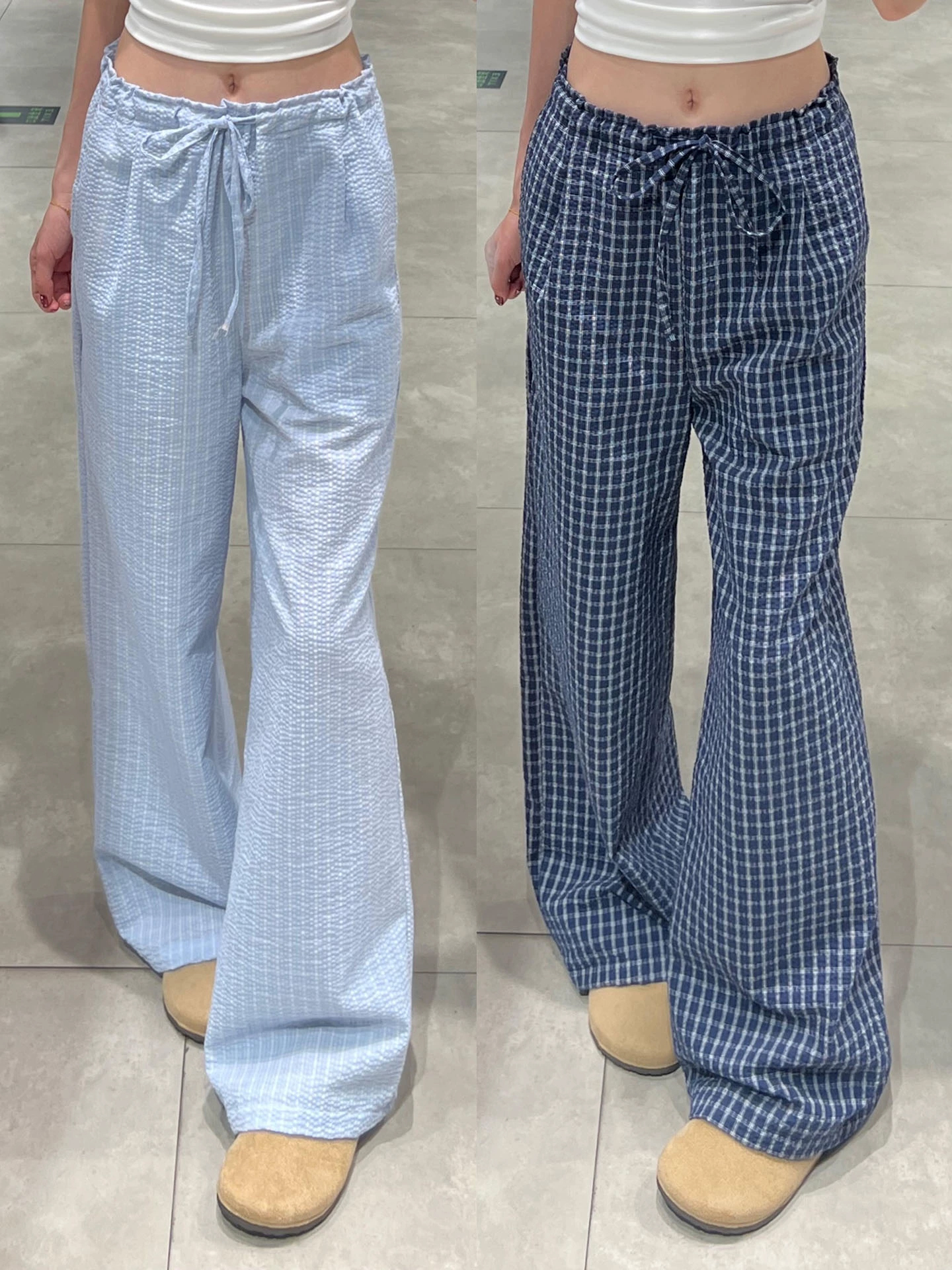 チェックパンツ リラックスチェック柄ワイドパンツ
