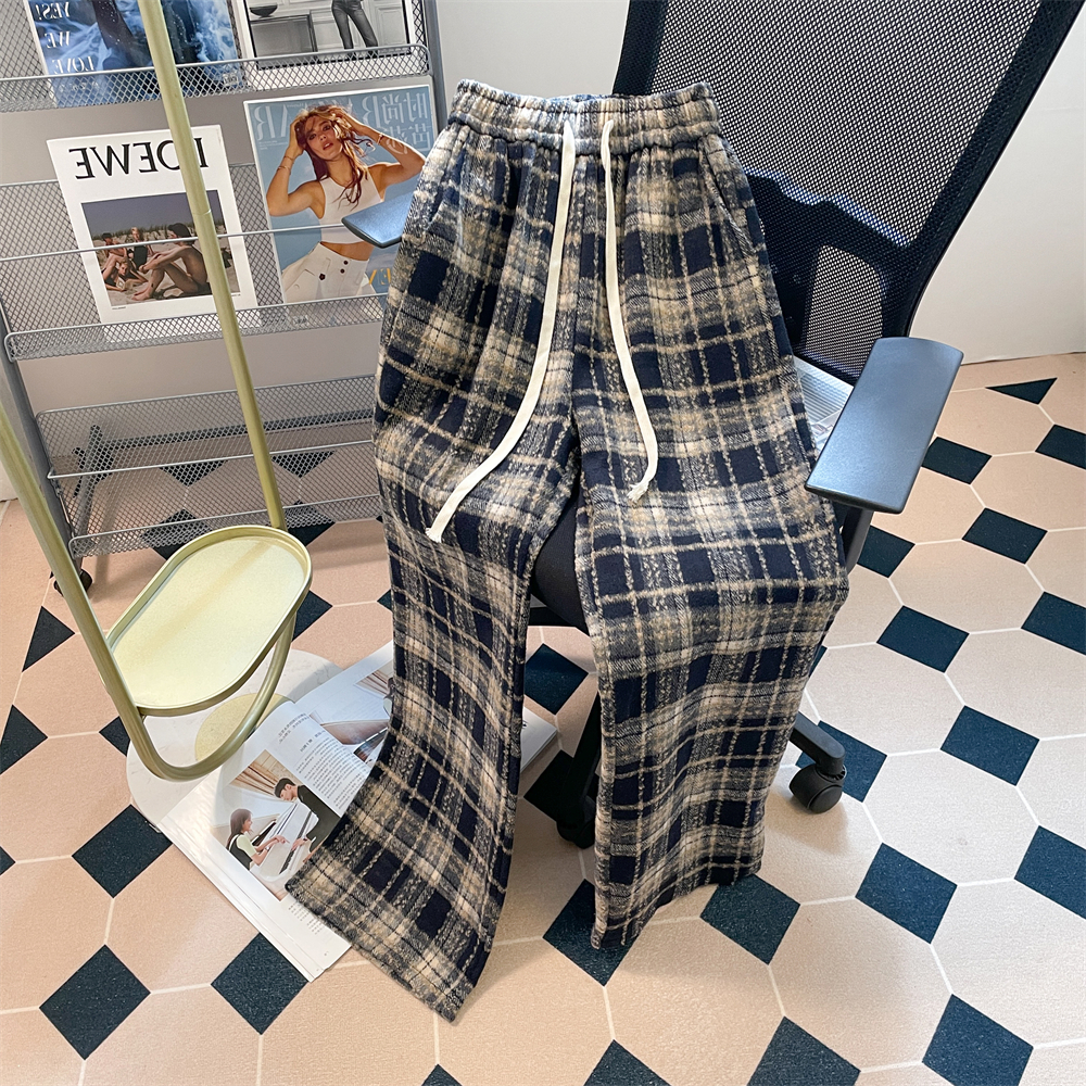 チェックパンツウエストゴム仕様のあったかチェックパンツ
