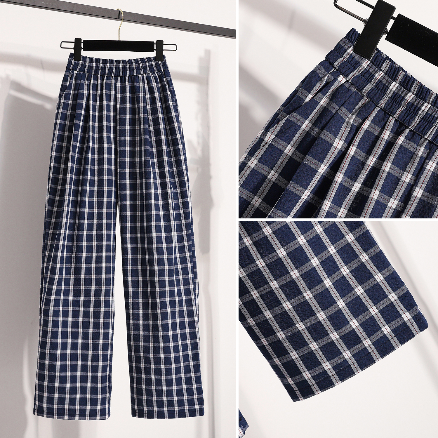 チェックパンツ ゆったりシルエットチェックワイドパンツ