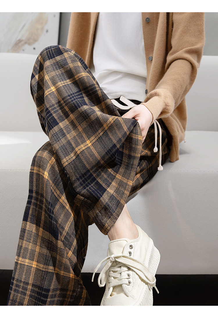 チェックパンツ リラックス感溢れる タータンチェック ワイドパンツ